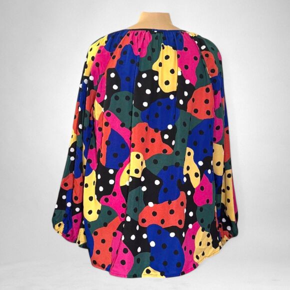 EMILY WONDER Bright colors with Dots Flowy Blouse! NEW! Size 2X - Picture 5 of 8